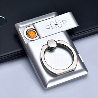 Mobile Phone Bracket Ring Windproof USB Charging Cigarette Lighter Portable Tool